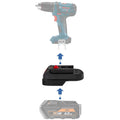 AEG 18V to Bosch 18V GBA (Blue) battery adapter - compatibility diagram showing battery, adapter and drill driver