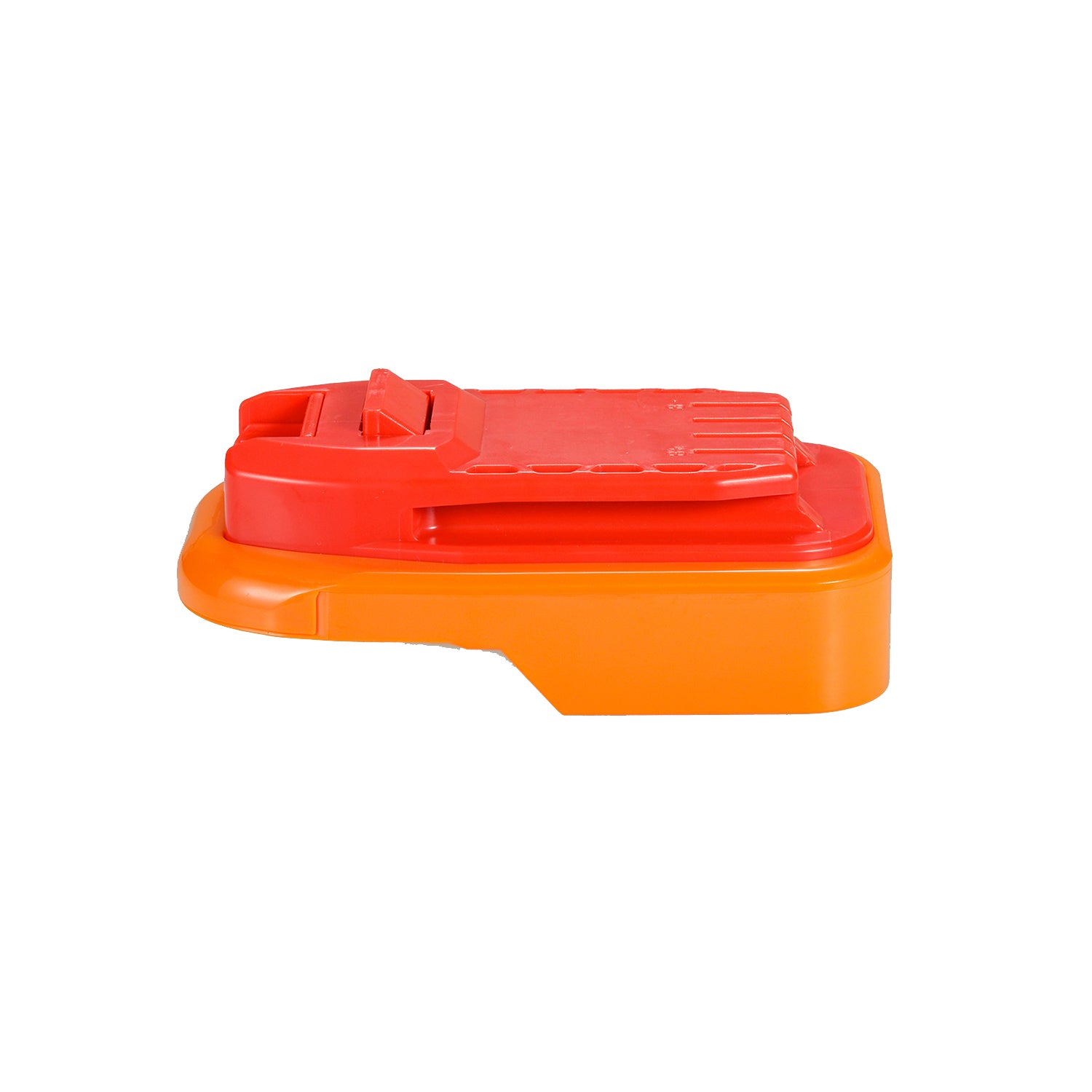 AEG 18V to Stanley V20 battery adapter - side view showing both connections