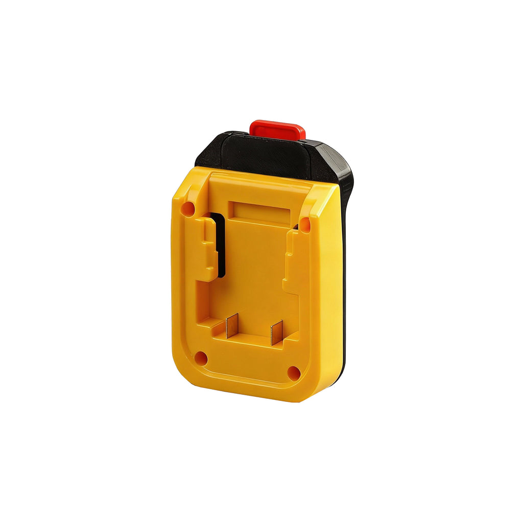 DeWalt 20V MAX to MacNaught 18V battery adapter - battery-side connection with twin rails and copper blade terminals