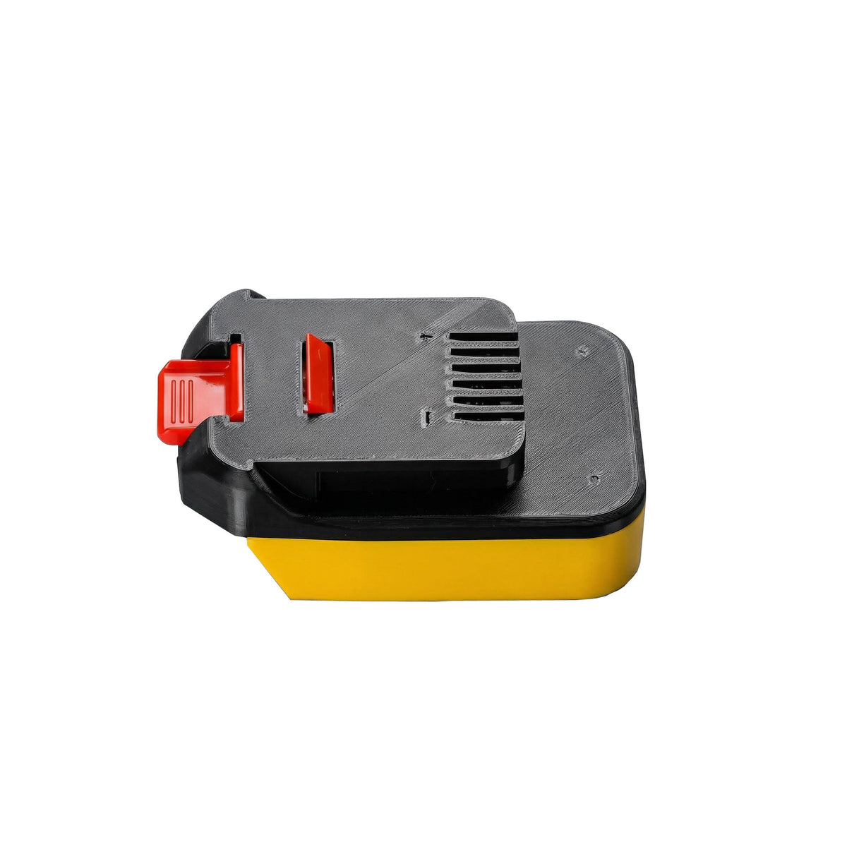DeWalt 20V MAX to MacNaught 18V battery adapter - MacNaught tool-side plate with terminal slots and release catch