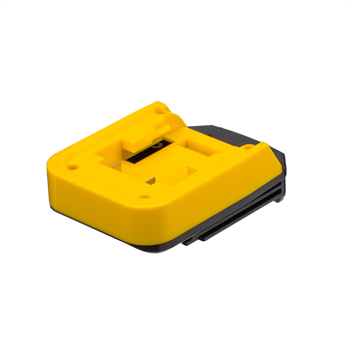 Bauer 20V to Porter Cable 18V Ni-Cd battery adapter - battery-side connection, pocket over the black tool-side base