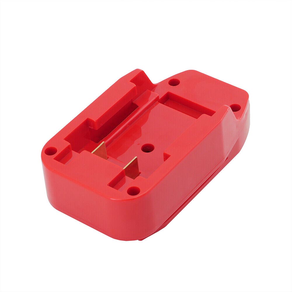 Black and Decker 20V to Stanley V20 battery adapter - red battery-side connection with twin copper blade terminals and corner