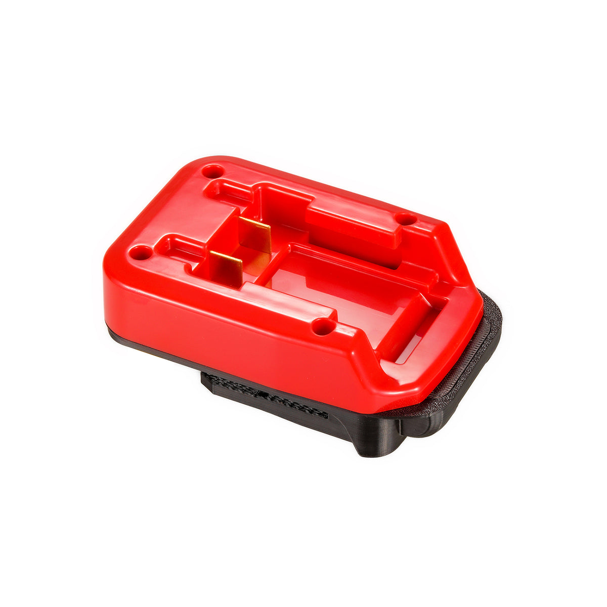 Black and Decker 20V to Chicago Electric 18V battery adapter - battery-side connection with twin copper terminal blades