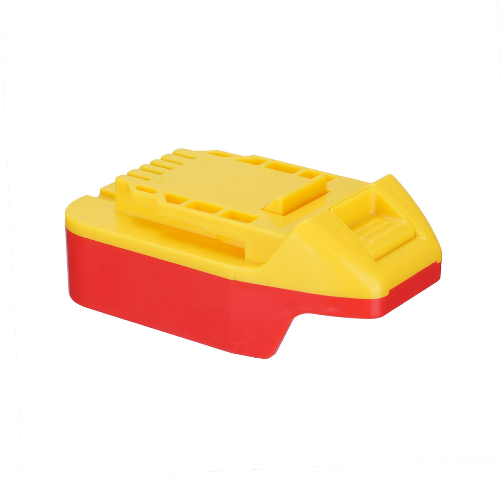 Black and Decker 20V to DeWalt 20V MAX battery adapter - DeWalt tool-side connection with rails, vent slots and latch recess