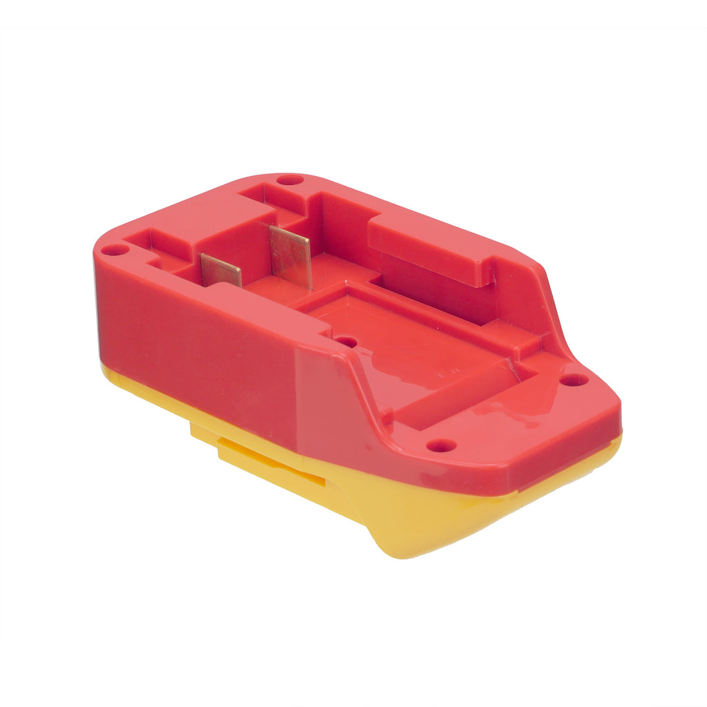 Black and Decker 20V to DeWalt 20V MAX battery adapter - battery-side connection with twin copper blades