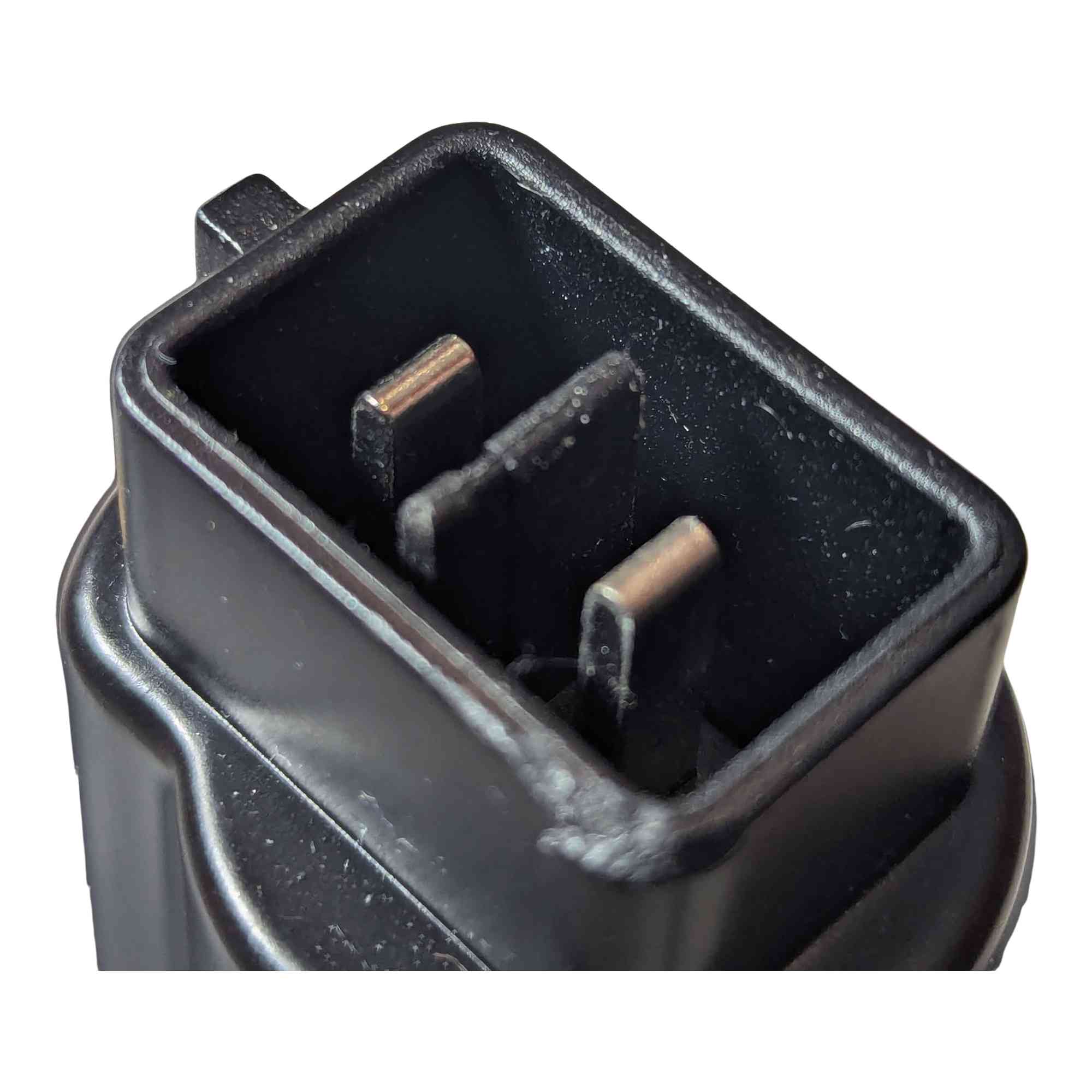 Black and Decker 20V to DeWalt 18V Ni-Cd battery adapter - close-up of the tool-side socket, twin copper contacts