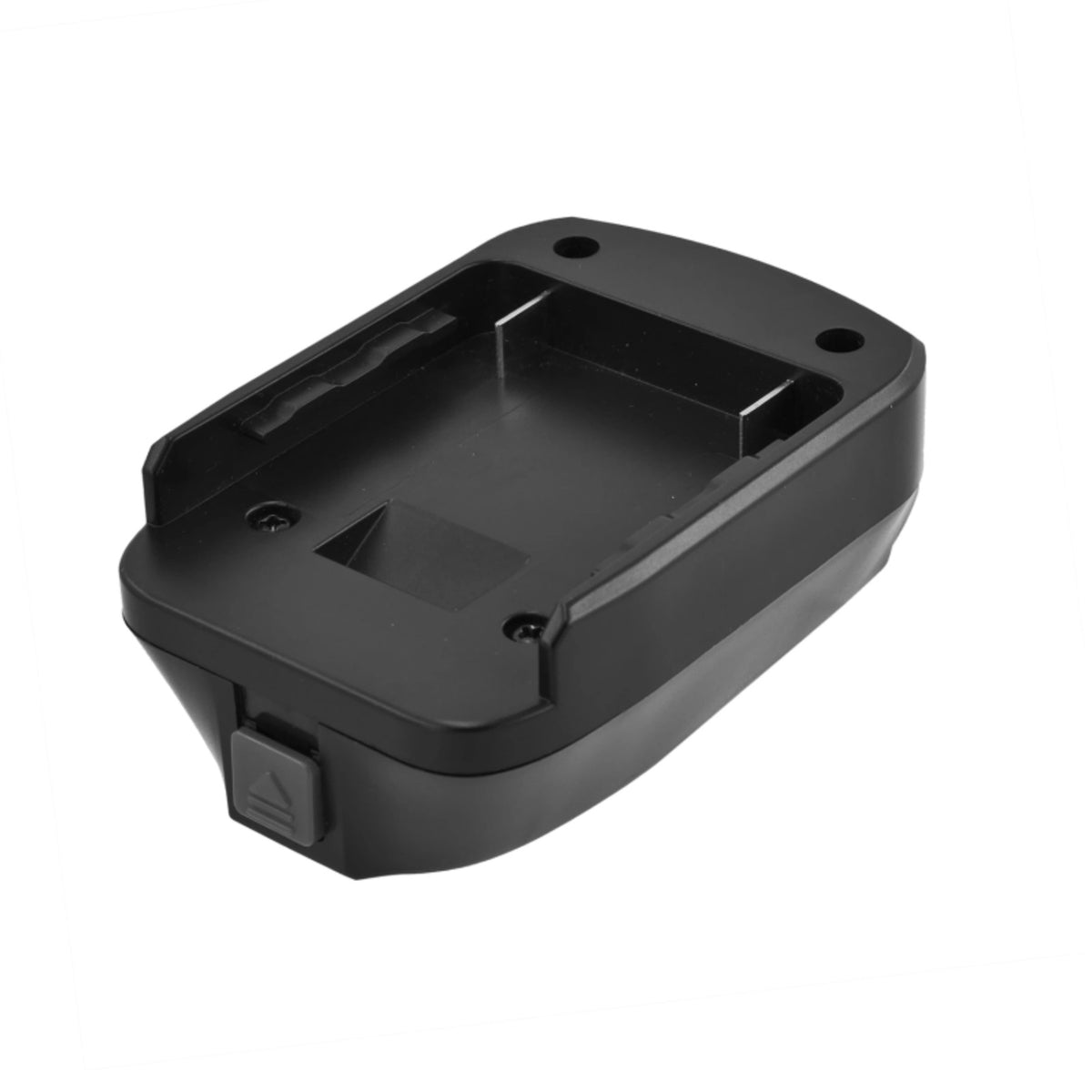 Bosch 18V GBA (Blue) to Gardena 18V P4A battery adapter - battery-side connection, an open pocket with the guide rail