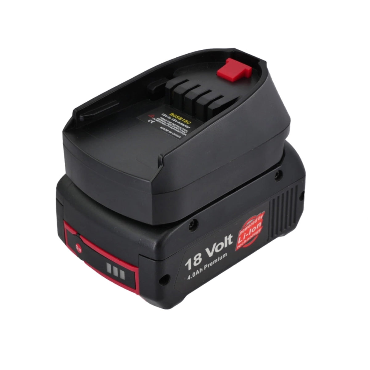 Bosch 18V GBA (Blue) to Husqvarna 18V Aspire P4A battery adapter - fitted to the battery, tool-side face upward