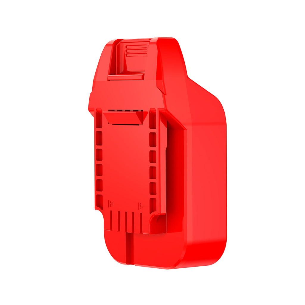 Craftsman 20V to Bauer 20V battery adapter - Bauer tool-side connection with molded B+ and B- polarity marks