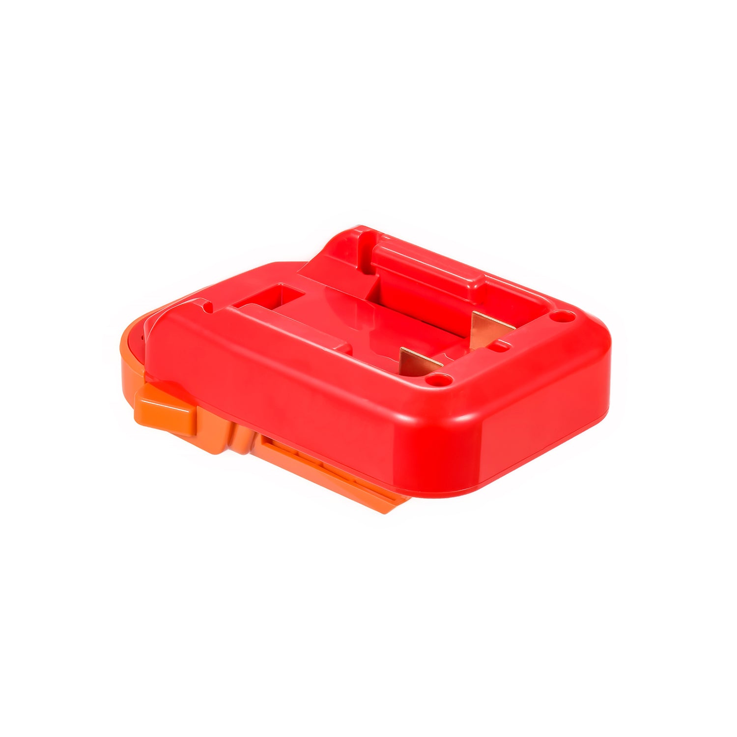 Craftsman 20V to RIDGID 18V battery adapter - battery-side connection, central rail and copper terminal contacts