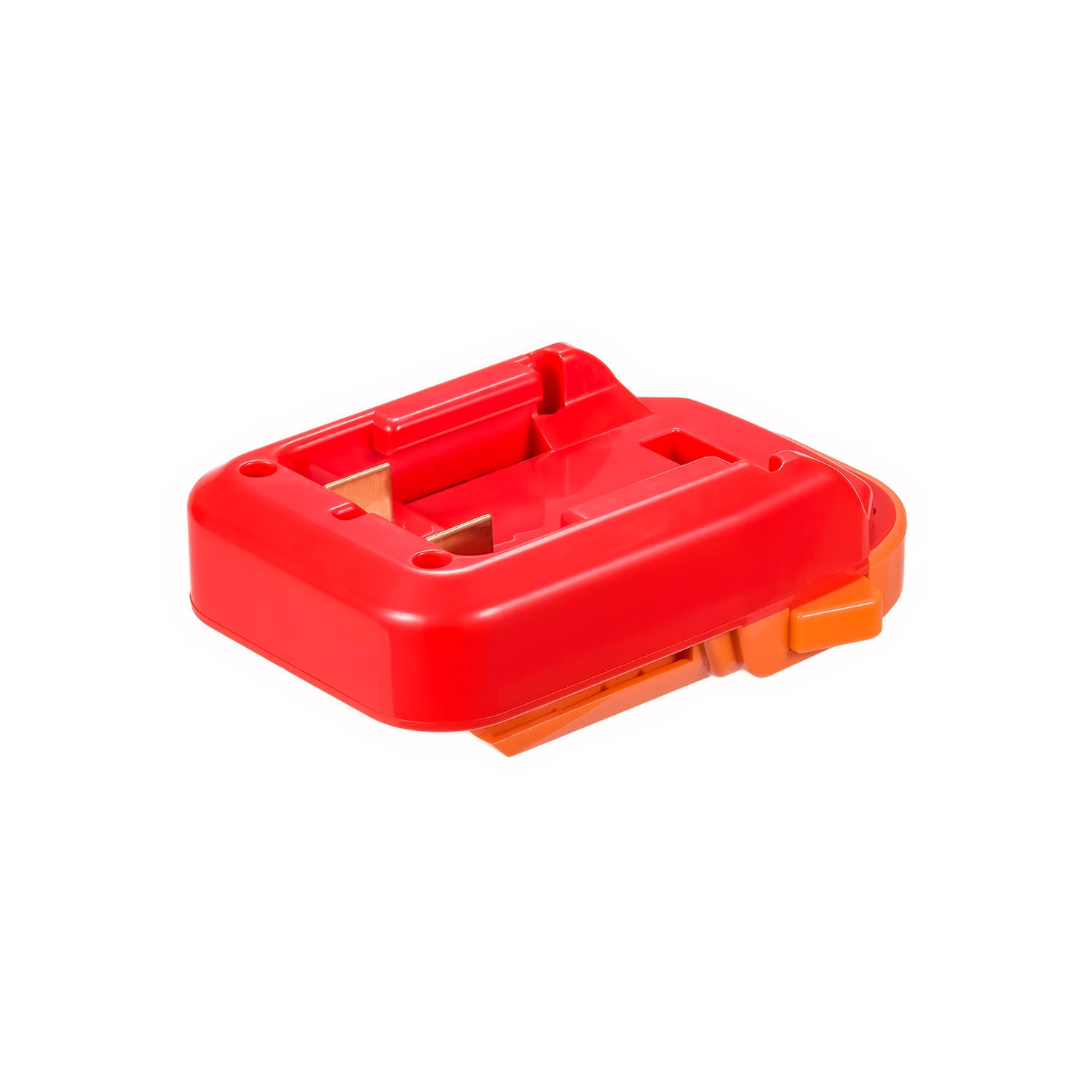 Craftsman 20V to RIDGID 18V battery adapter - battery-side connection, central rail, copper contacts and screw holes