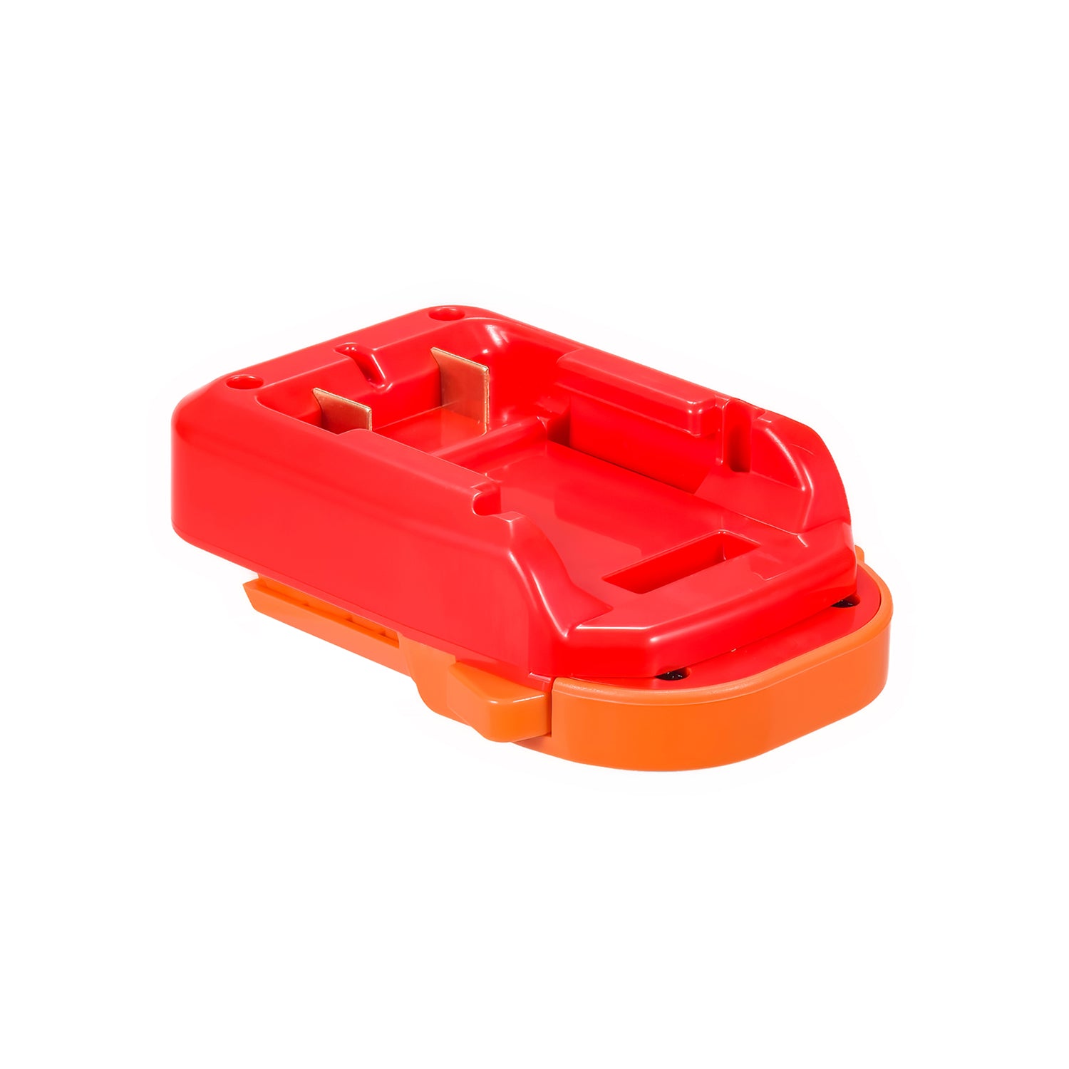 Craftsman 20V to RIDGID 18V battery adapter - battery-side connection, central rail and copper terminal contacts