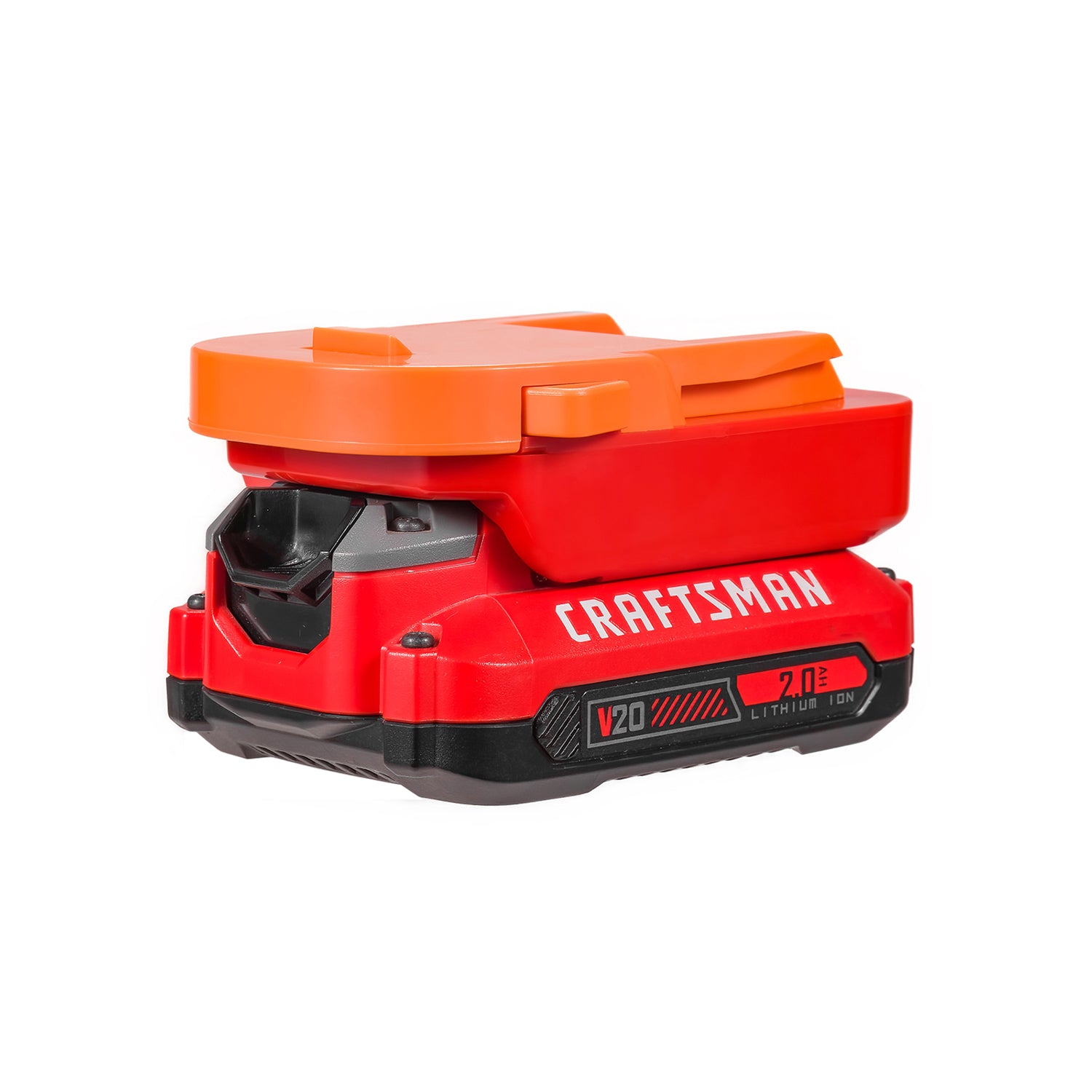 Craftsman 20V to RIDGID 18V battery adapter - fitted to the Craftsman 20V battery, RIDGID tool-side connection upward
