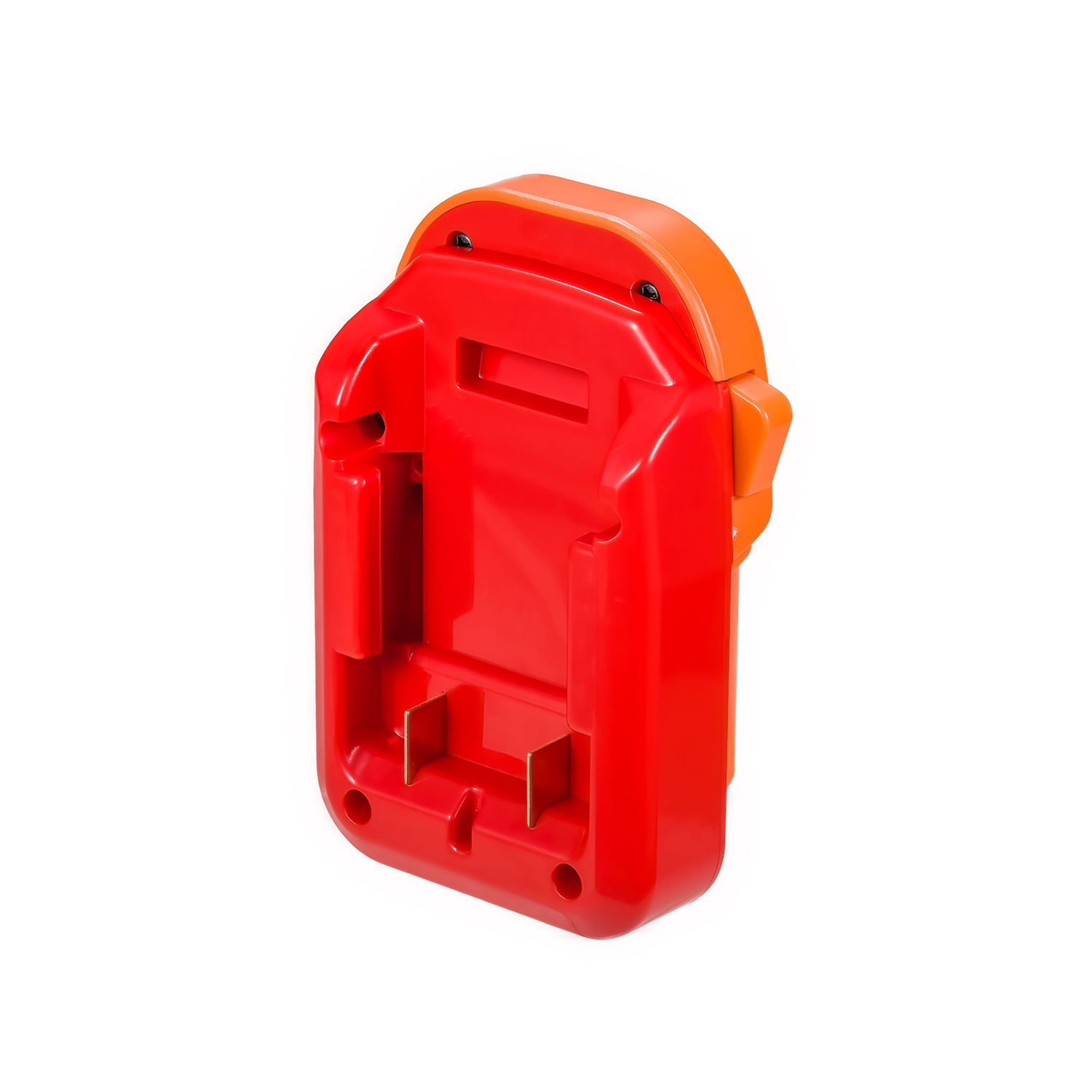 Craftsman 20V to RIDGID 18V battery adapter - battery-side connection end-on, central rail and copper contacts
