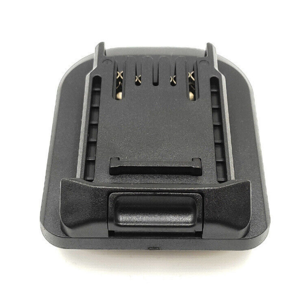 DeWalt 20V MAX to CAT 18V battery adapter - top view of the CAT tool-side connection with the release button
