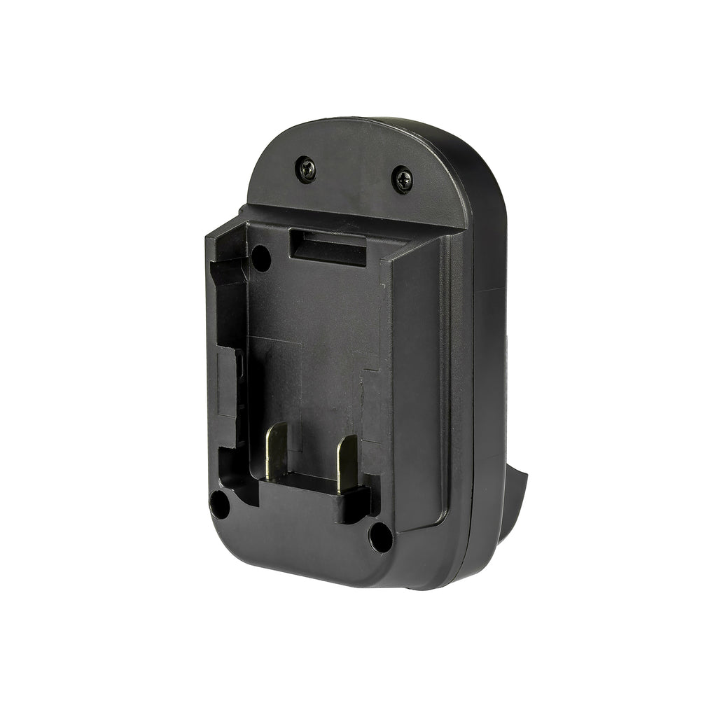 DeWalt 20V MAX to DeWalt 12V MAX battery adapter - battery-side connection, two upright terminal blades and latch slot