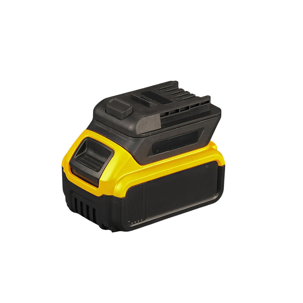 DeWalt 20V MAX to Mastercraft 20V (PWRPOD / Blue) battery adapter - fitted to the battery, Mastercraft tool-side connection