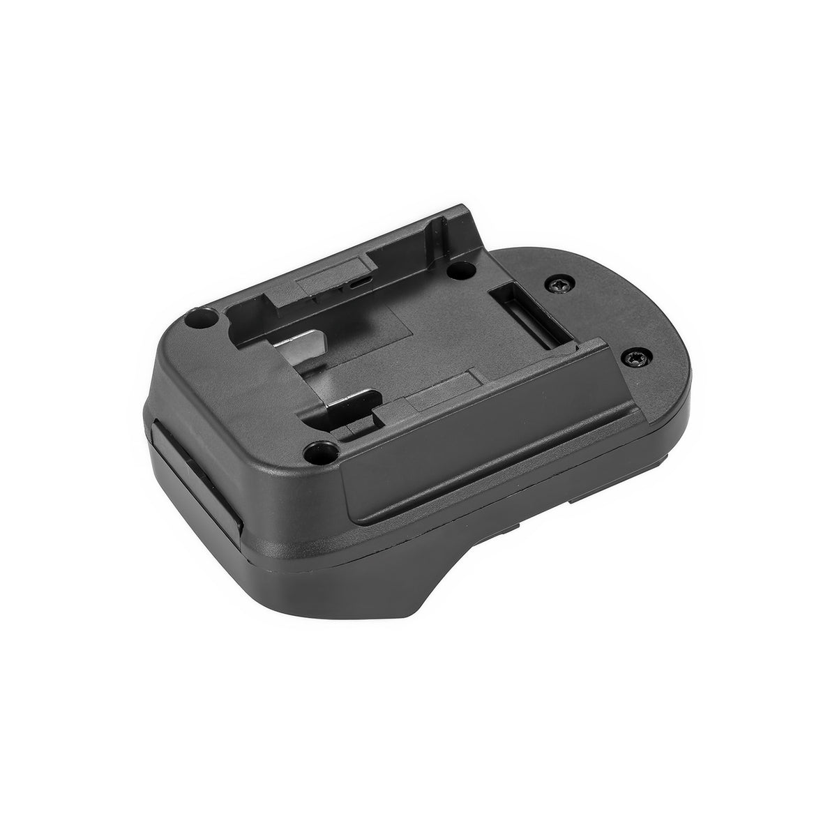 DeWalt 20V MAX to Metabo CAS 18V battery adapter - battery-side connection, pocket with guide rails and fixing screws