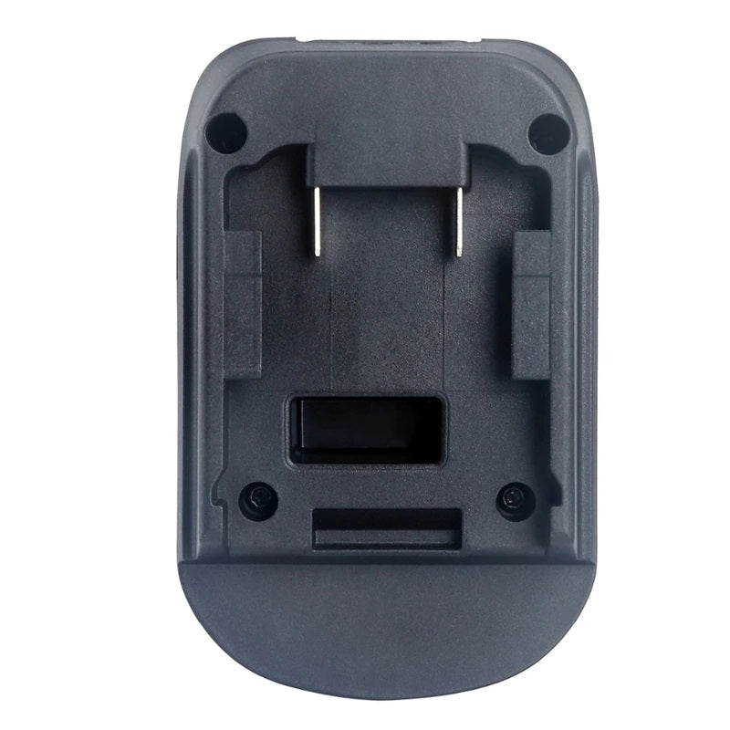 DeWalt 20V MAX to RIDGID Plumbing battery adapter - front view of the battery-side connection with twin terminal blades