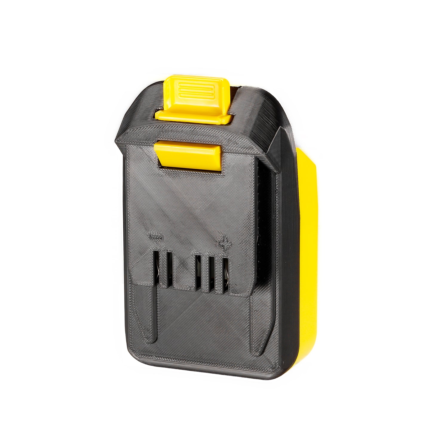 DeWalt 20V MAX to WEN 20V battery adapter - WEN tool-side connection, five terminal slots, molded plus and minus marks