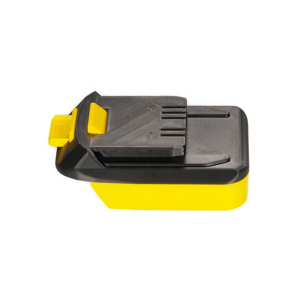 DeWalt 20V MAX to WEN 20V battery adapter - WEN tool-side connection, five terminal slots, molded plus and minus marks