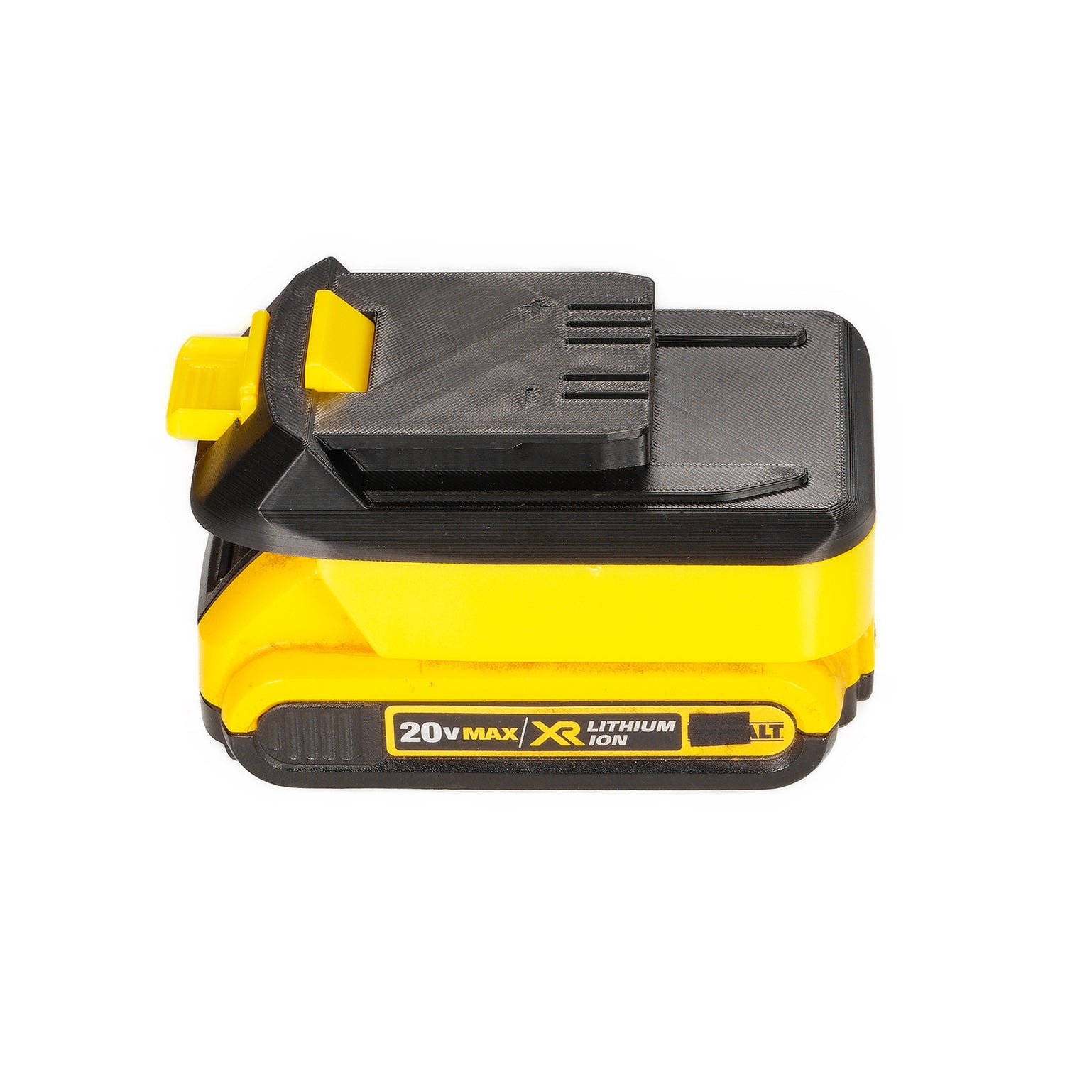 DeWalt 20V MAX to WEN 20V battery adapter - fitted to the DeWalt 20V MAX battery, WEN tool-side connection facing up