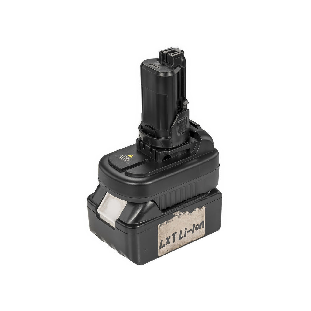 Makita 18V LXT to Dremel 12V 8220/8250 battery adapter - fitted to the battery, Dremel 12V tool-side post upward