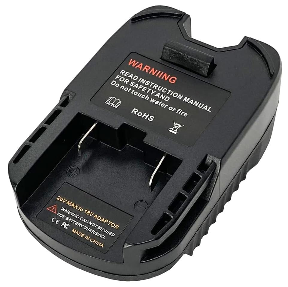 Makita 18V LXT to AEG 18V battery adapter - AEG tool-side connection with twin copper blades and slotted sides