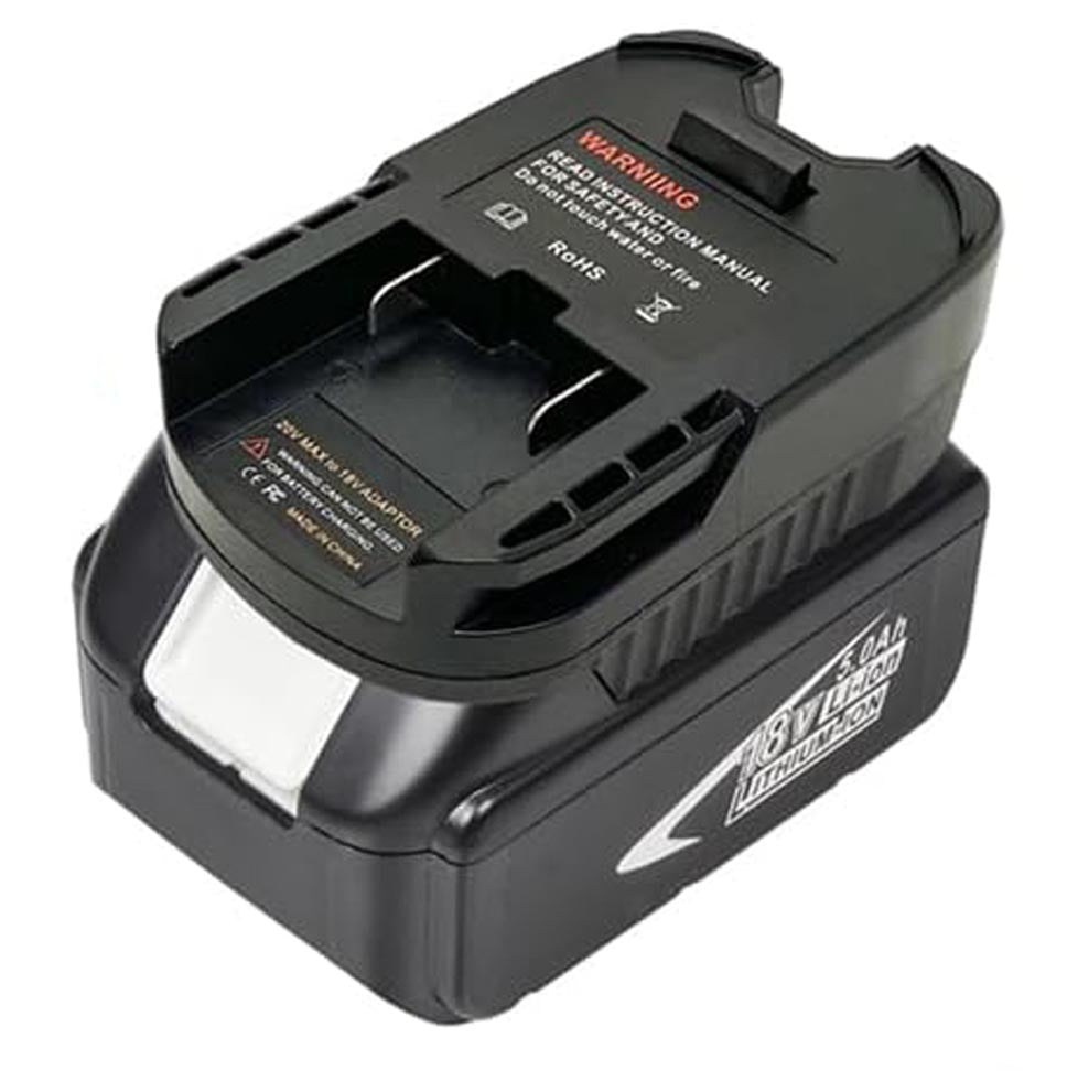 Makita 18V LXT to AEG 18V battery adapter - fitted to the Makita 18V LXT battery, AEG tool-side connection upward