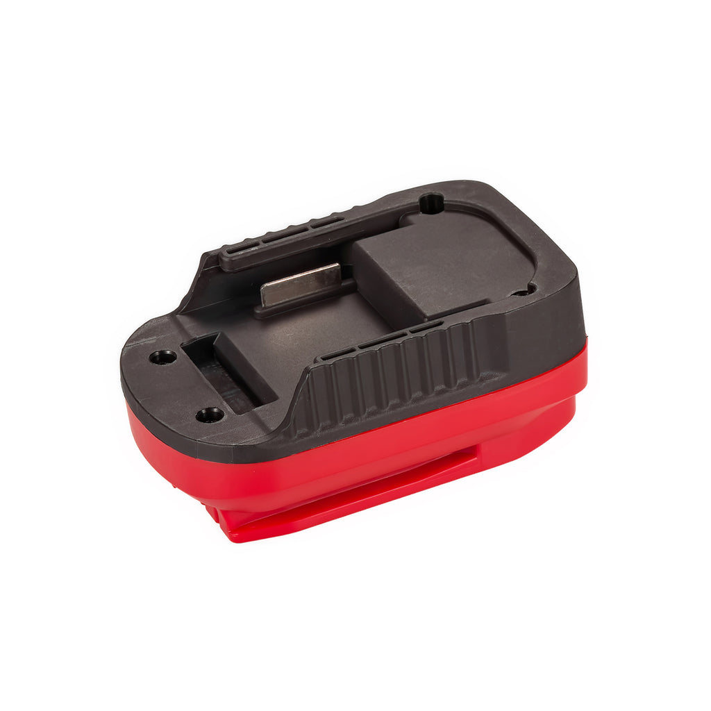 Makita 18V LXT to Stanley V20 battery adapter - black battery-side connection with a copper blade, red body below