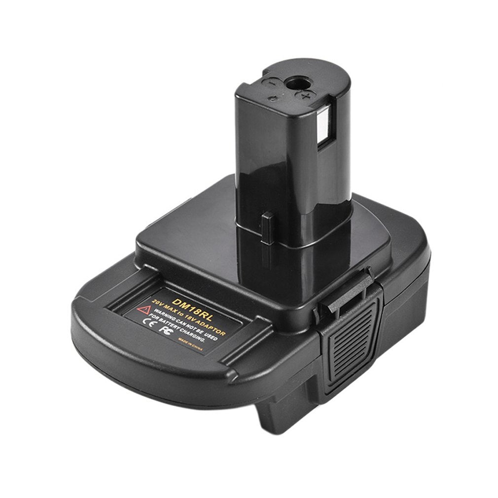 Milwaukee M18 to Ryobi 18V ONE+ battery adapter - rating label, Ryobi post and vent grille