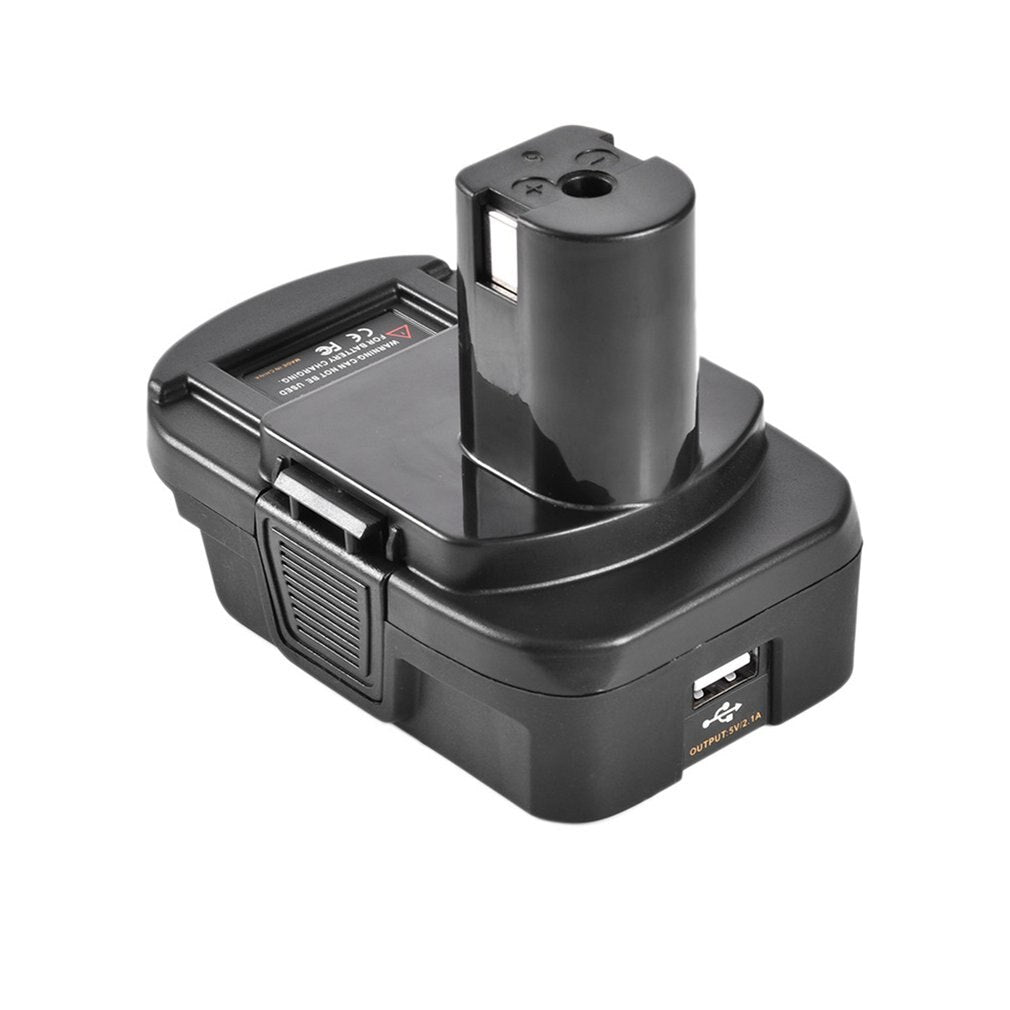 Milwaukee M18 to Ryobi 18V ONE+ battery adapter - USB port on the side, Ryobi post above the body