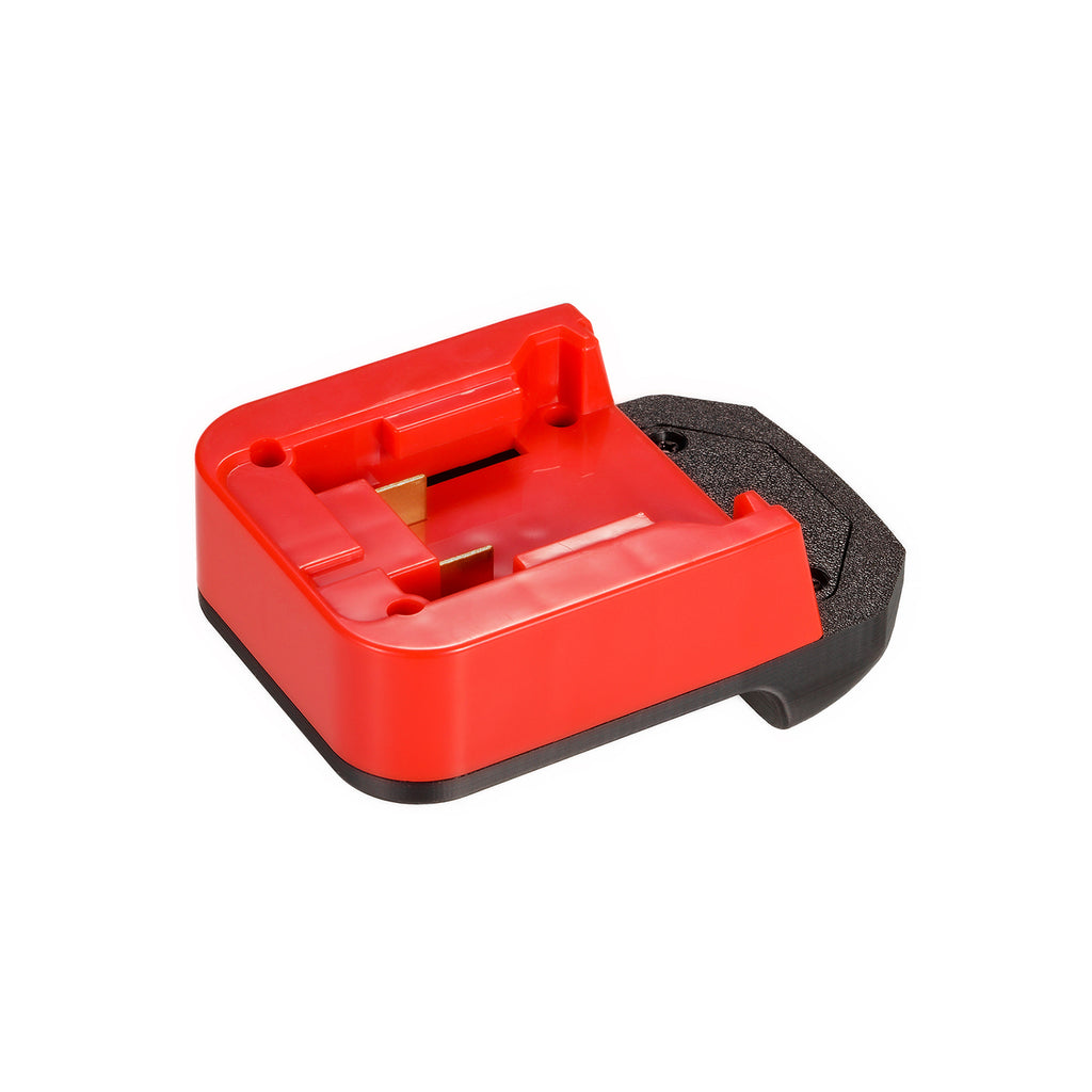 Milwaukee M18 to Masterforce 20V battery adapter - battery-side connection, twin copper terminal blades and guide rails