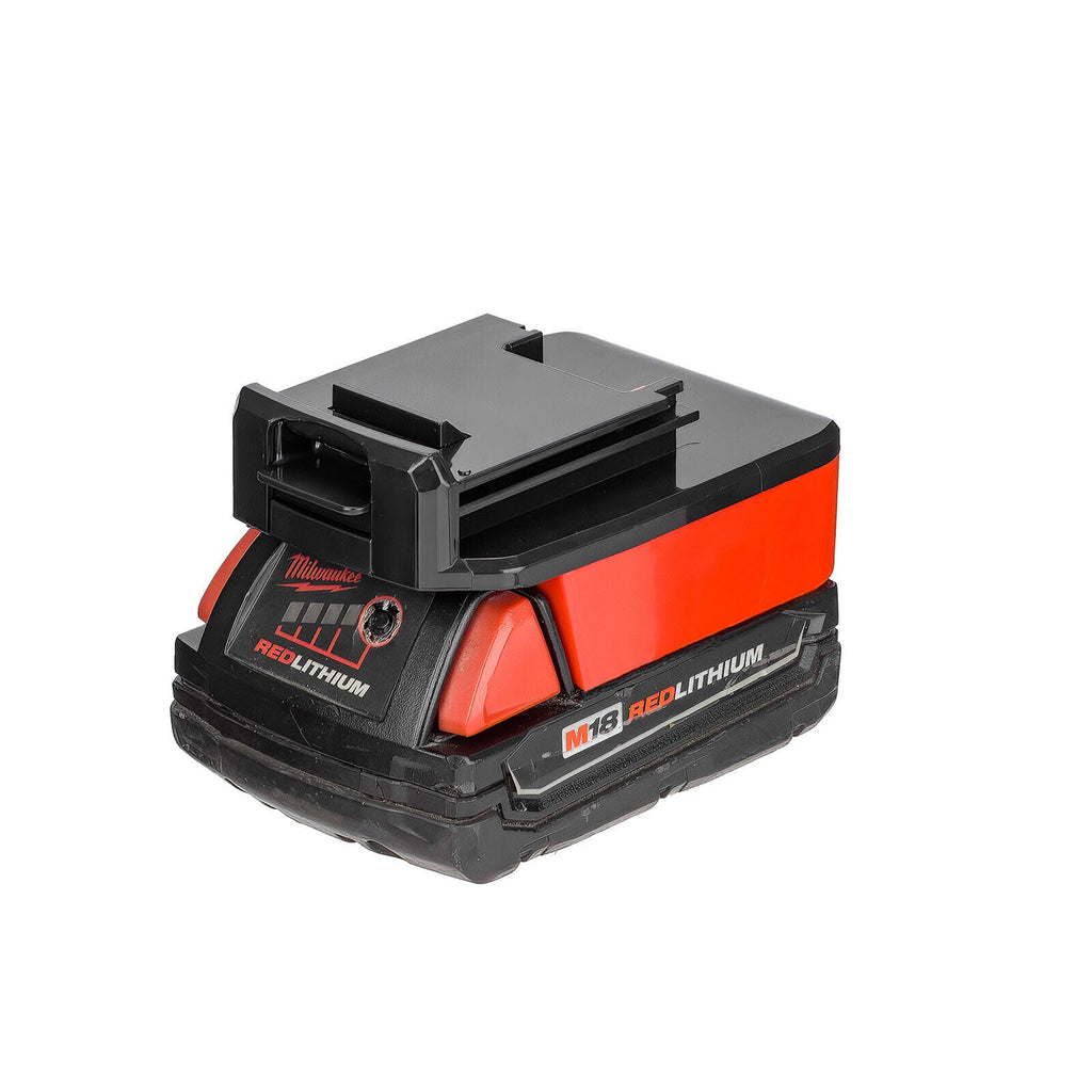 Milwaukee M18 to Porter Cable 18V Ni-Cd battery adapter - fitted to the Milwaukee M18 battery, Porter Cable tool side upward