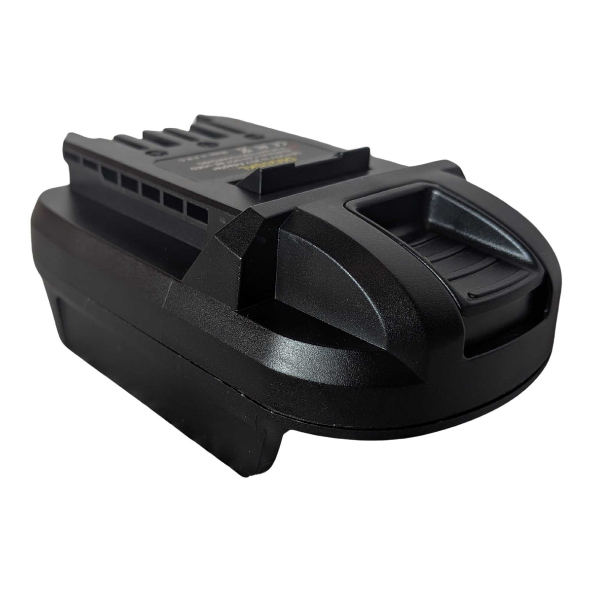 Milwaukee M18 to SKIL 20V PWR CORE battery adapter - SKIL tool-side connection over the body, ribbed release catch