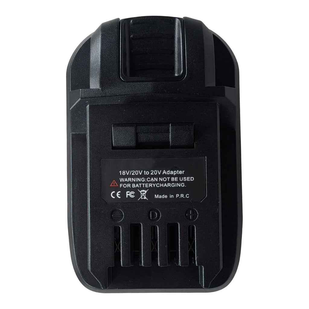 Milwaukee M18 to SKIL 20V PWR CORE battery adapter - polarity marks moulded beside the SKIL tool-side terminal slots