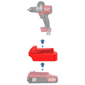 Porter Cable 20V to Milwaukee M18 battery adapter - compatibility diagram showing battery, adapter and drill driver