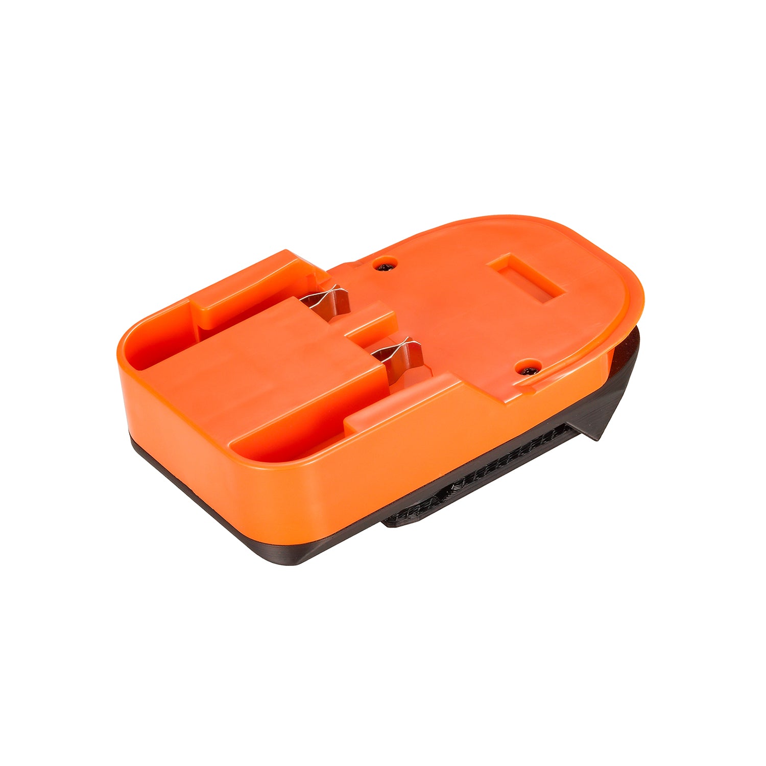 RIDGID 18V to WEN 20V battery adapter - battery-side connection, twin copper spring clip contacts, center post and rails