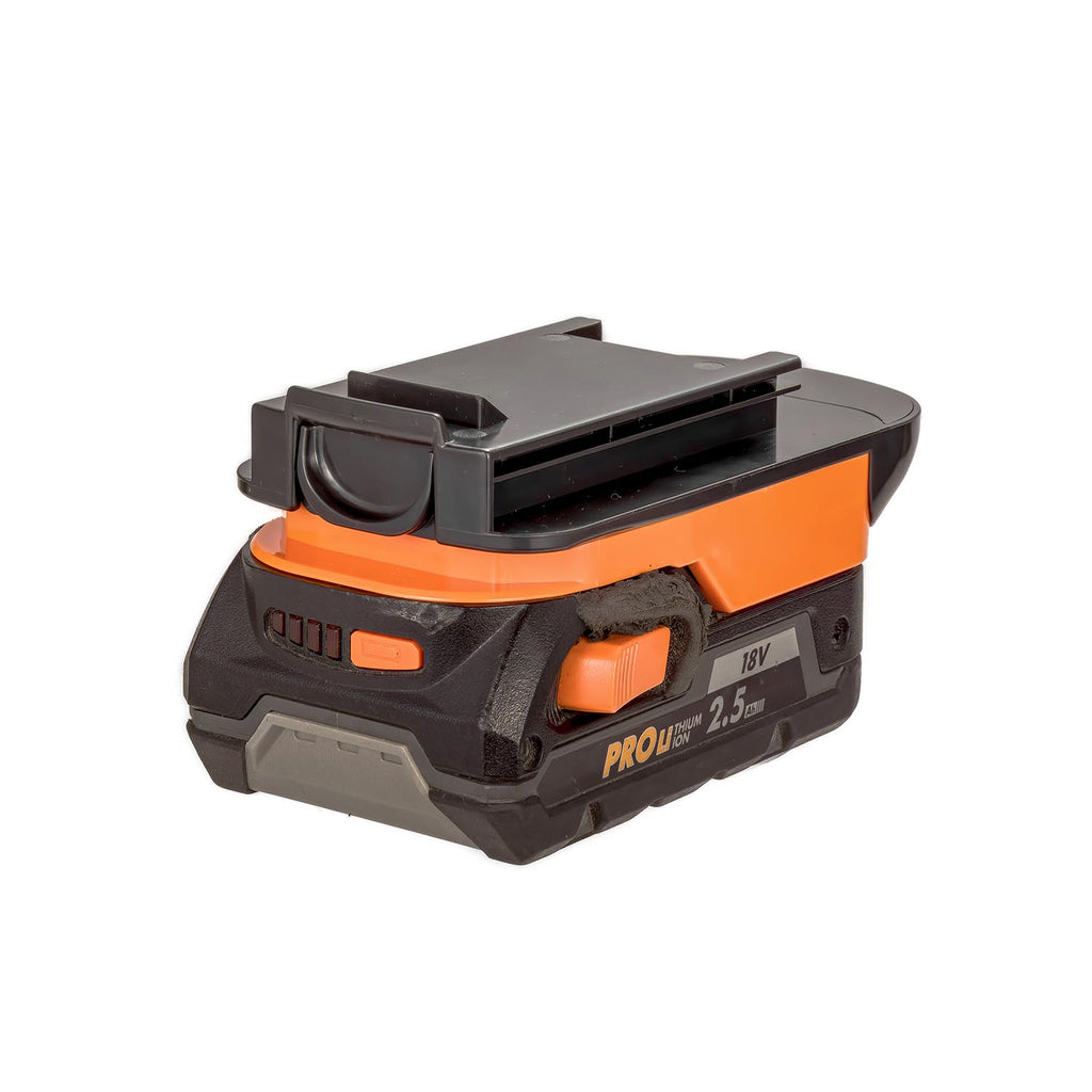 RIDGID 18V to Black and Decker 18V Ni-Cd battery adapter - fitted to the RIDGID 18V battery, tool-side connection upward