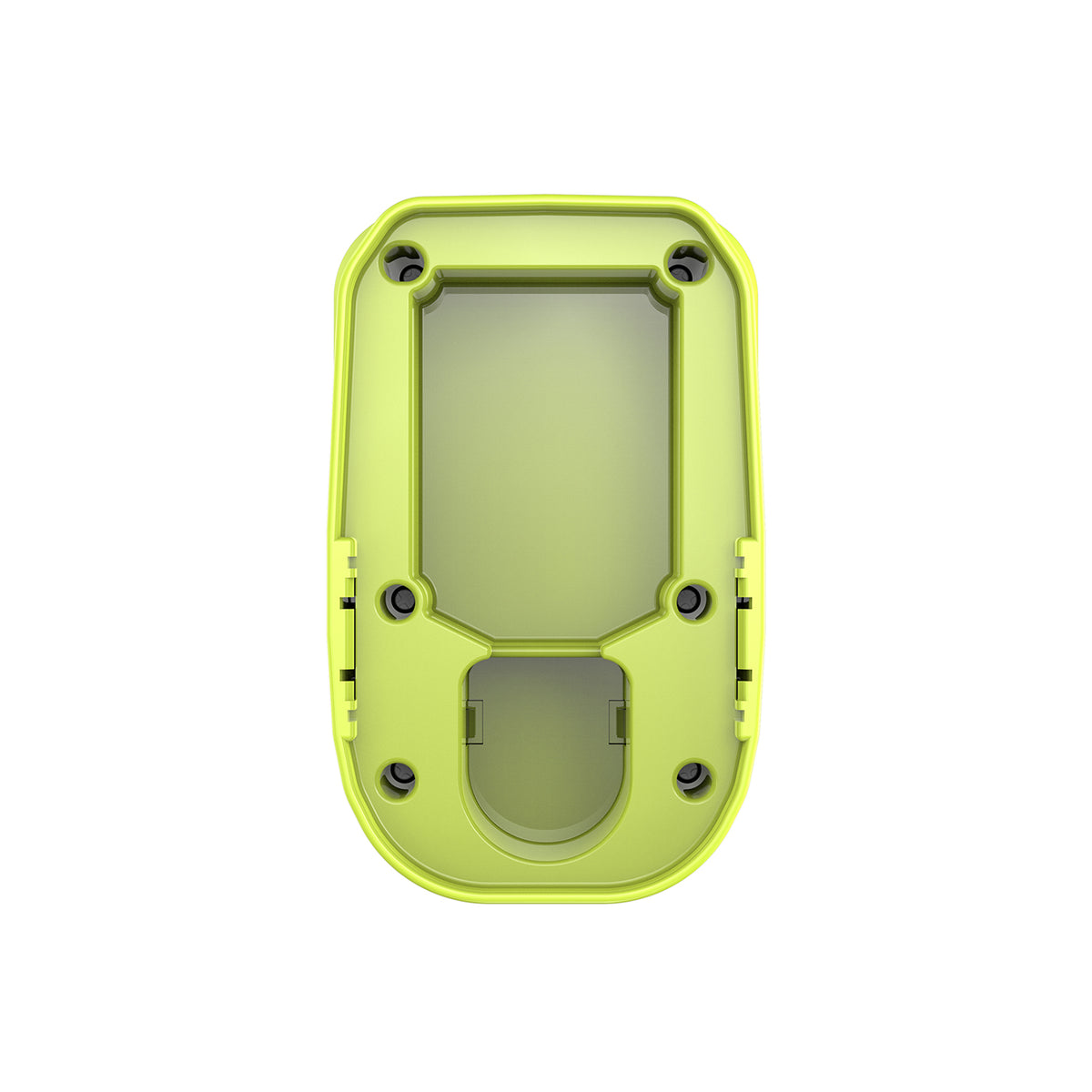 Ryobi 18V ONE+ to DeWalt 20V MAX battery adapter - battery-side connection face-on, recessed cavity and screw bosses