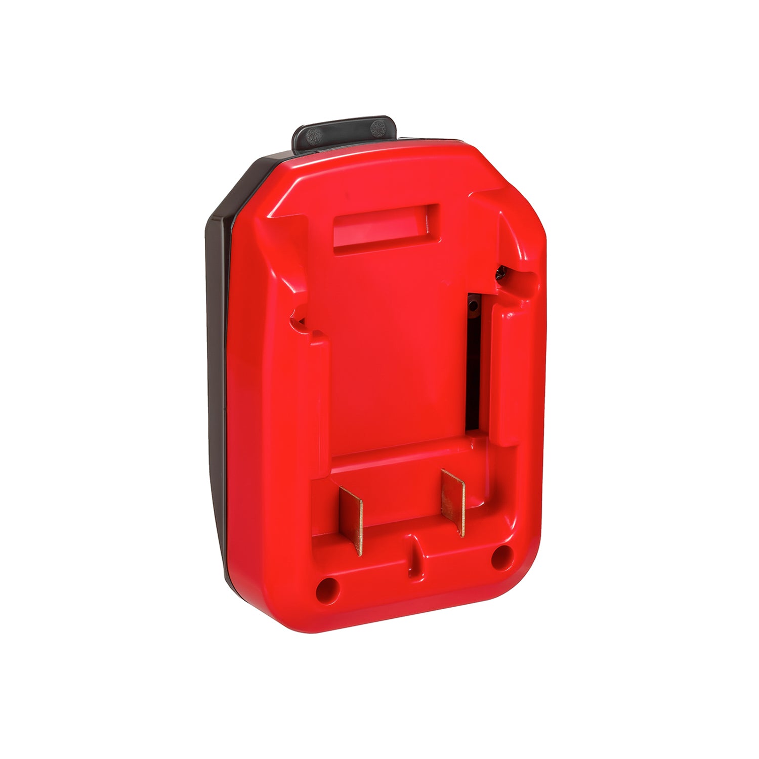 Stanley V20 to WORX 20V PowerShare (Orange) battery adapter - battery-side connection square on, twin copper blades