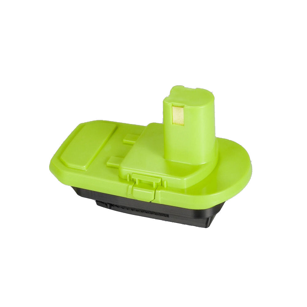 WORX 20V PowerShare (Orange) to Ryobi 18V ONE+ battery adapter - Ryobi tool-side post and copper contact, latch on the body