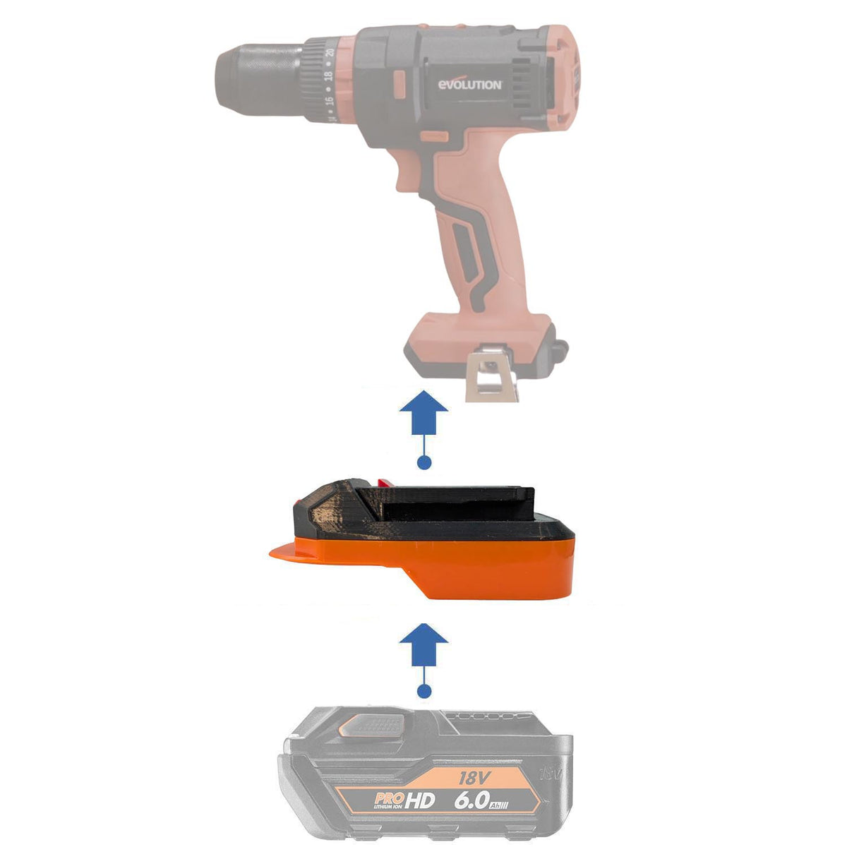 AEG 18V to Evolution 18V EXT Battery Adapter