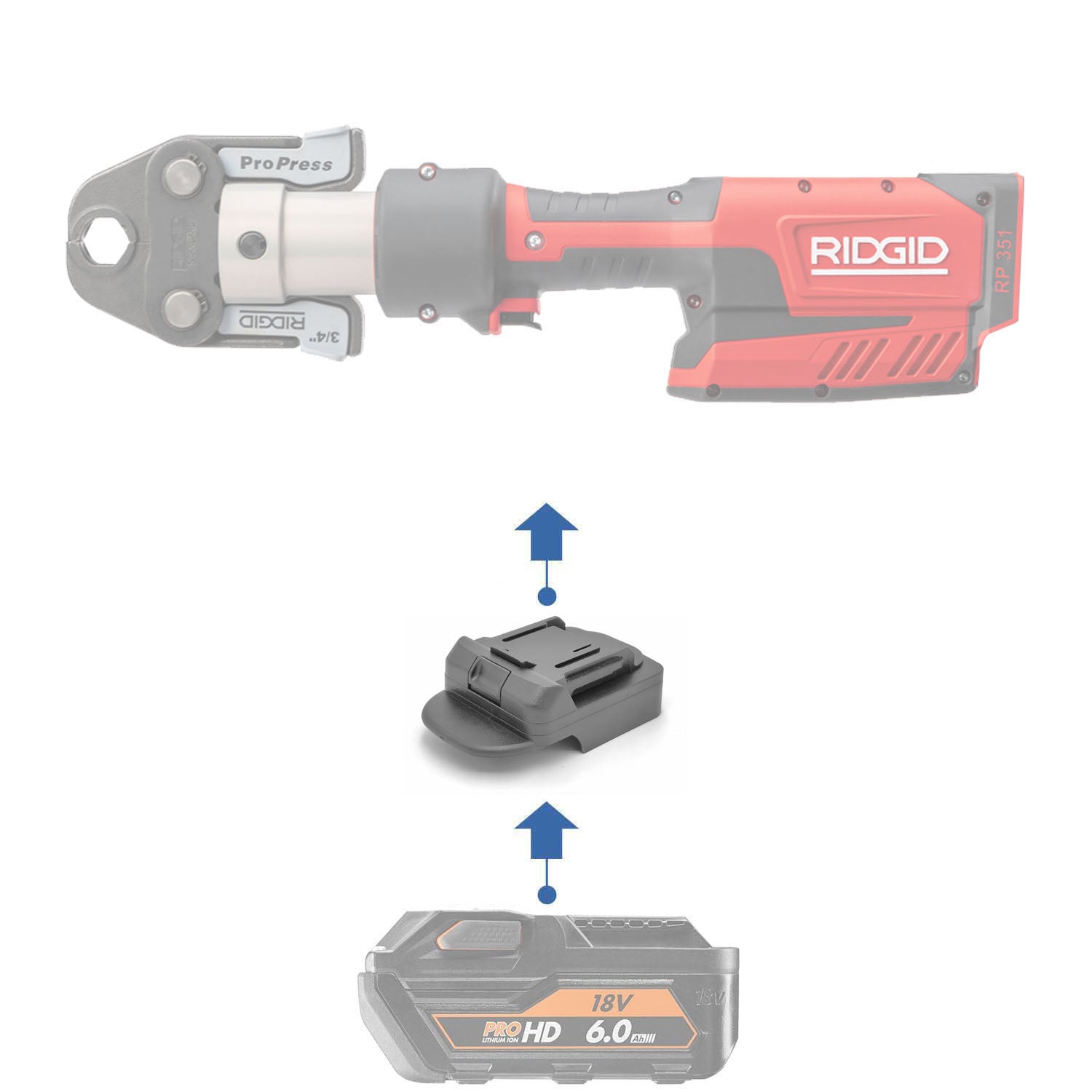 AEG 18V to RIDGID RED 18V Battery Adapter
