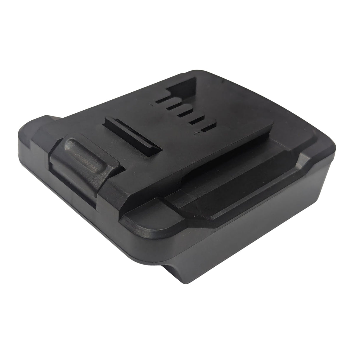 Black and Decker 20V to Einhell 18V PXC battery adapter - Einhell tool-side connection, angled top view