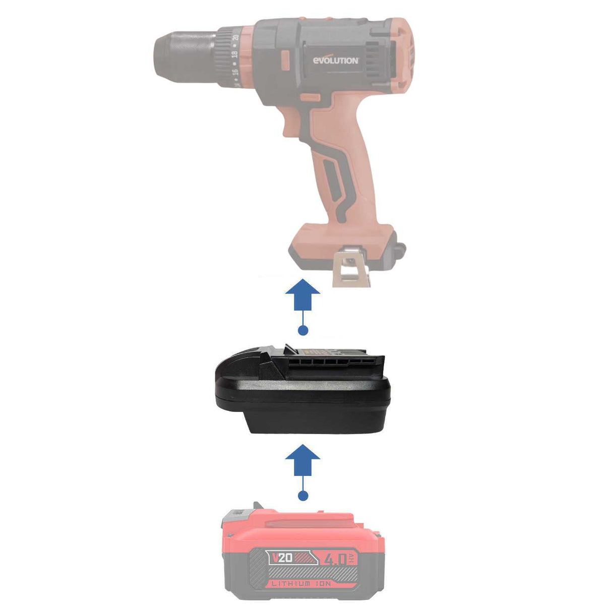 Craftsman 20V to Evolution 18V EXT Battery Adapter
