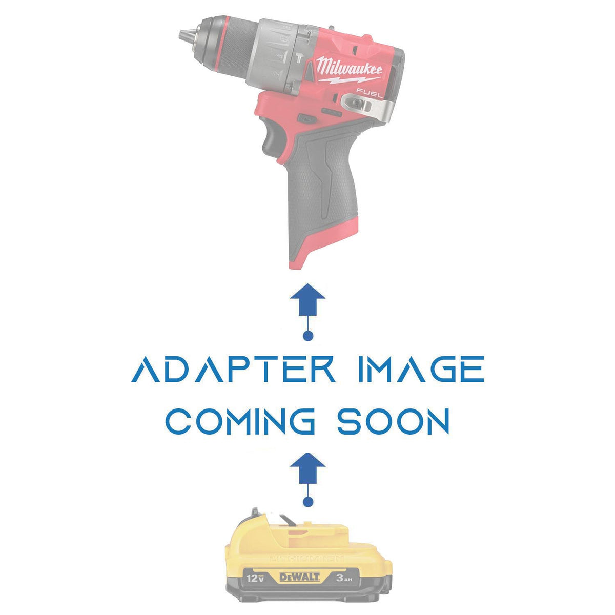 DeWalt 12V MAX to Milwaukee M12 battery adapter - placeholder reading adapter image coming soon