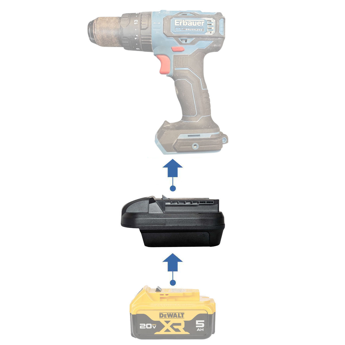 DeWalt 20V to Erbauer 18V EXT Battery Adapter