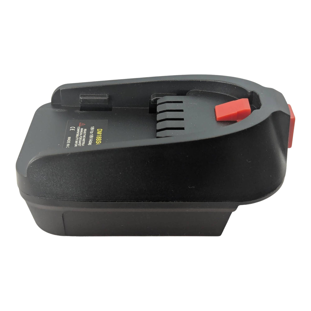 DeWalt 20V MAX to Flymo 18V P4A battery adapter - side view