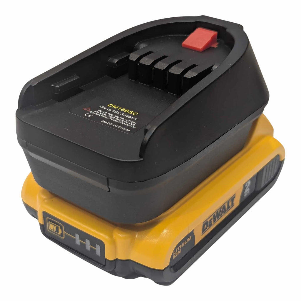 DeWalt 20V MAX to Gardena 18V P4A battery adapter - installed on battery